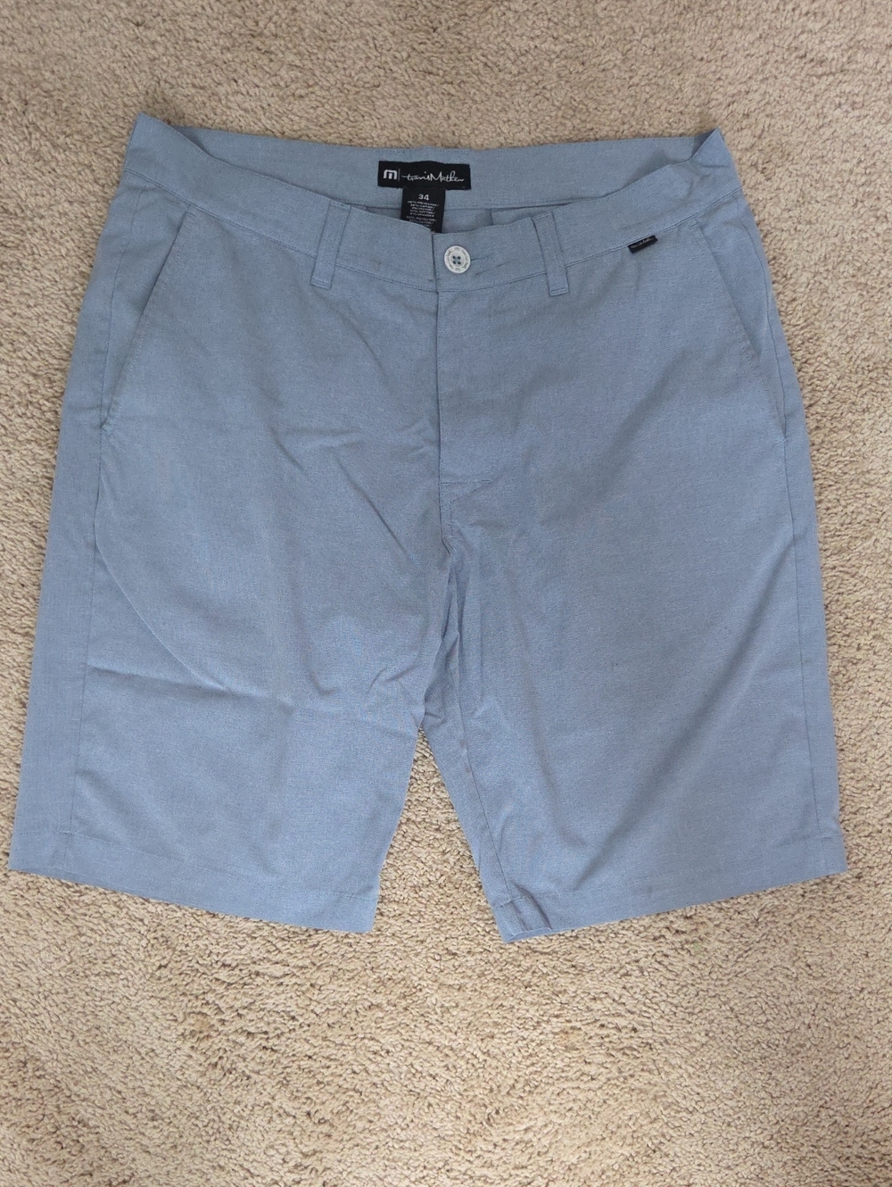 Travis Mathew Blue Flat-Front Chino Shorts